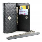 Wholesale Note 4, 3 Universal Quilted Flip Leather Wallet Case w Long Chain (Purple)